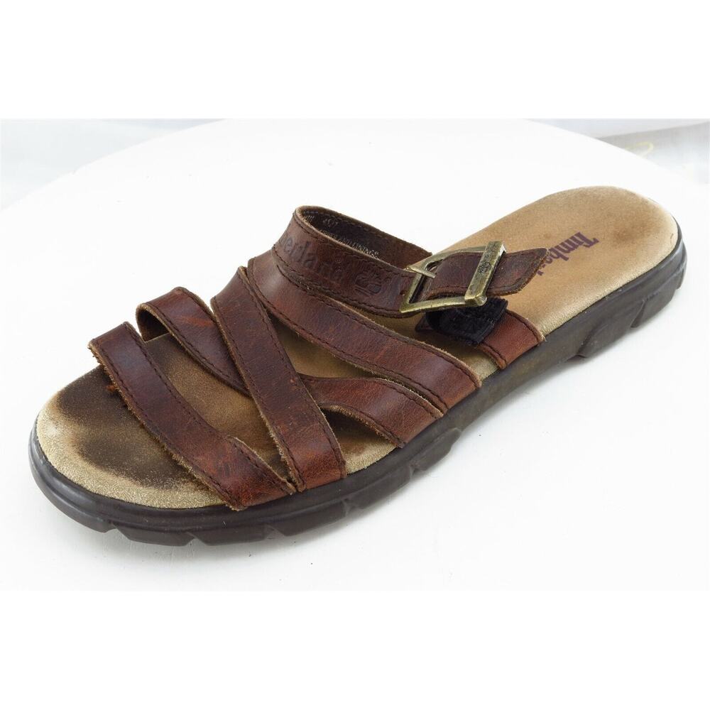 Timberland Sz 7 M Brown‎ Slide Leather Women Sandals 78311